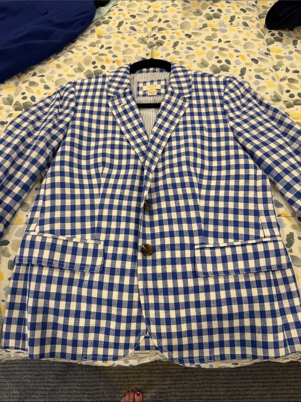 JCrew women’s Blue and White Gingham Blazer - lined